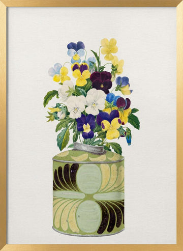 Colorful Pansy Bouquet | Poster - Gold Frame Interior