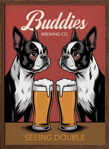 Seeing Double Brew | Poster - Walnut Frame Interior