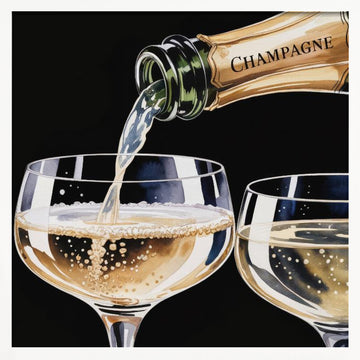 Golden Champagne Pour | Poster - White Frame Interior