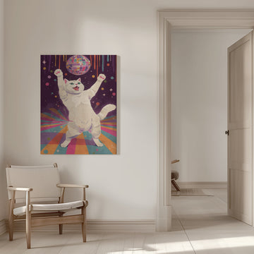 Happy Disco Cat | Canvas - Room Interior 1