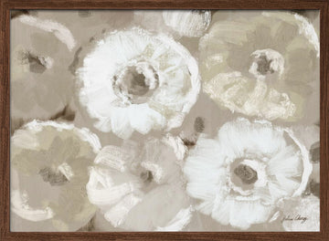 All Over White Flowers | Poster - Walnut Frame Interior