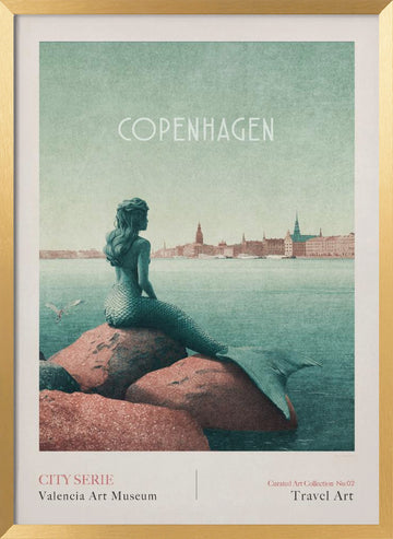Copenhagen - Little Mermaid | Poster - Gold Frame Interior