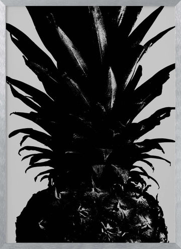 Bold Black Pineapple | Poster - Silver Frame Interior