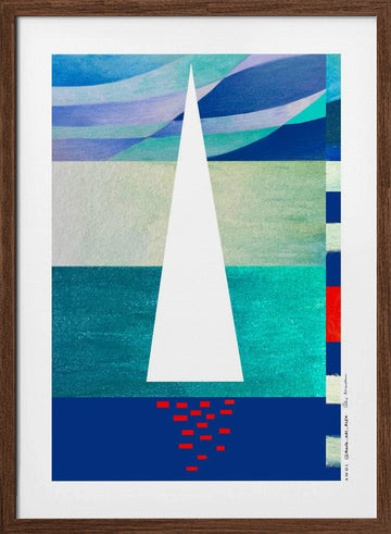 Minimalist Ocean Sail | Poster - Walnut Frame Interior