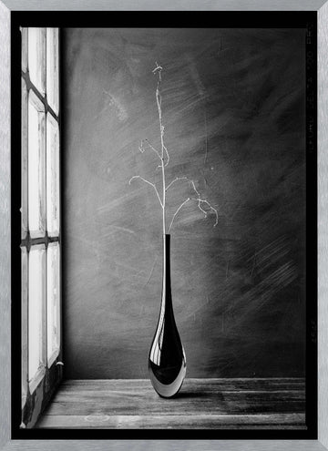 Minimalist Branch Vase | Poster - Silver Frame Interior