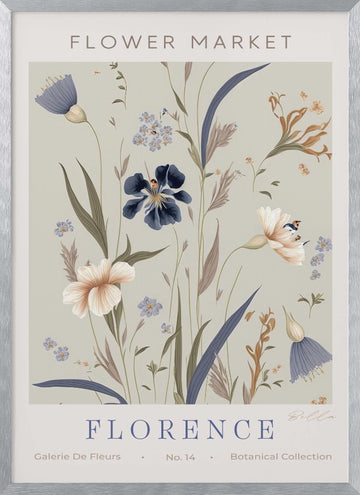 Flower Market Florence | Poster - Silver Frame Interior