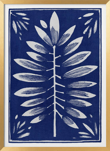 Stylized Blue Foliage | Poster - Gold Frame Interior