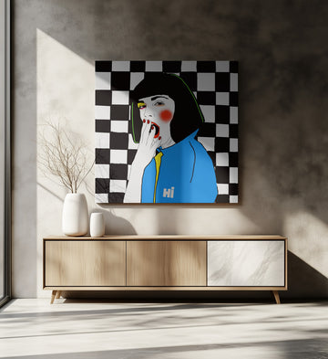 Yawning Pop Girl | Canvas - Room Interior 2