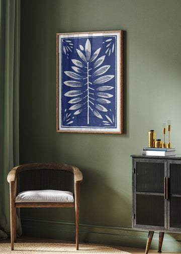 Stylized Blue Foliage | Poster - Room Interior 2