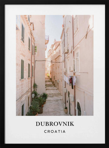 Streets of Dubrovnik Croatia Travel poster | Poster - Black Metal Frame Interior