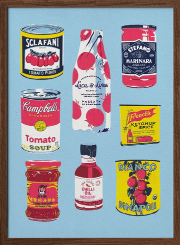 Retro Kitchen Food | Poster - Walnut Frame Interior
