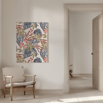 Botanical Block Print Leaves | Canvas - Room Interior 1