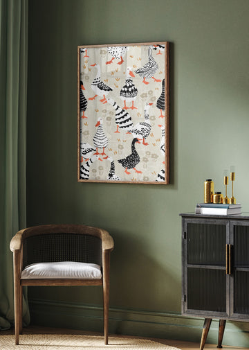 Whimsical Patterned Geese | Poster - Room Interior 2