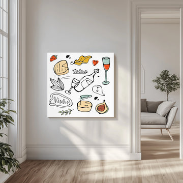 Wine and Food Sketches | Canvas - Room Interior 1