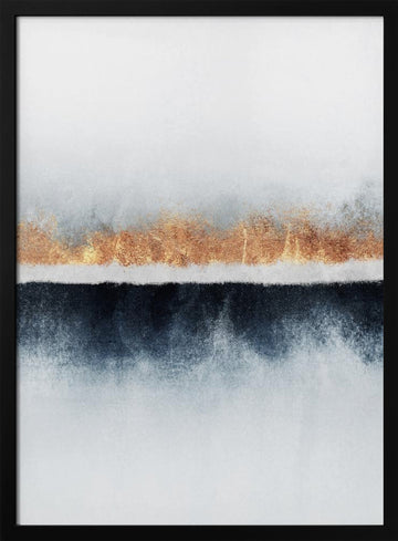 Golden Horizon Abstract | Poster - Black Metal Frame Interior