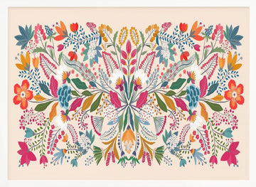Vibrant Folk Floral | Poster - White Frame Interior