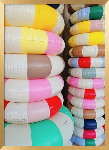 Colorful Stacked Pool Rings | Poster - Gold Frame Interior