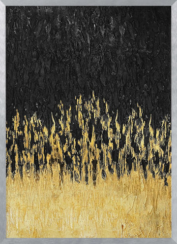 Golden Abstract Flow | Poster - Silver Frame Interior
