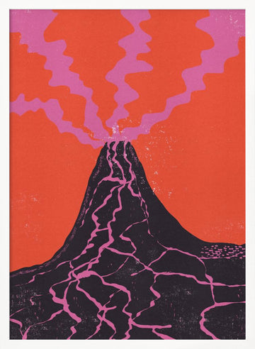 Vibrant Volcano Eruption | Poster - White Frame Interior