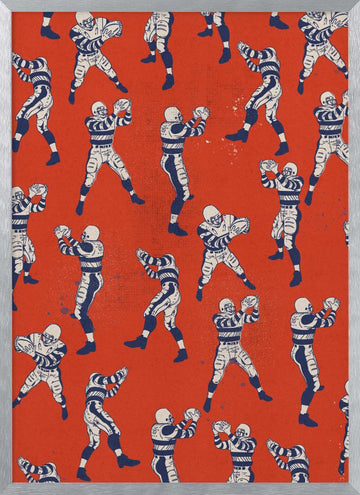 Vintage Football Players | Poster - Silver Frame Interior