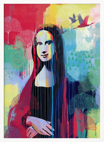 Vibrant Mona Lisa Portrait | Poster - White Frame Interior