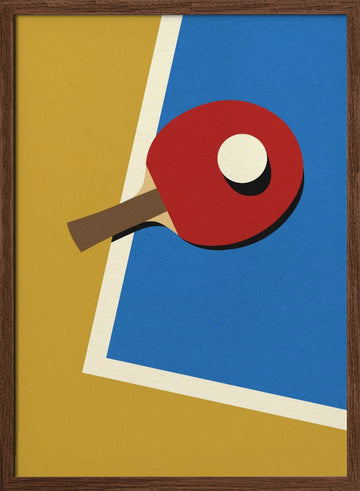Table Tennis Team Red | Poster - Walnut Frame Interior