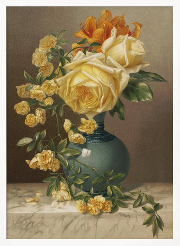 Marchal Niel Roses | Poster - White Frame Interior