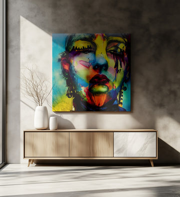 Vibrant Abstract Portrait | Canvas - Room Interior 2