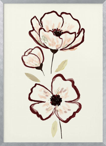Delicate Watercolor Blooms | Poster - Silver Frame Interior