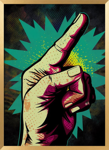 Pointing Hand Pop Art | Poster - Gold Frame Interior