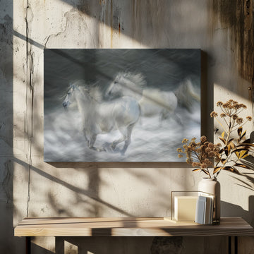 Dreamy White Horses | Canvas - Room Interior 2