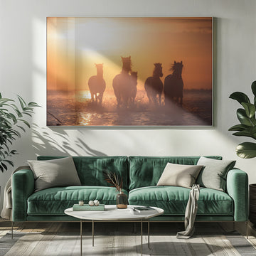 Wild Horses Sunset Run | Poster - Room Interior 1