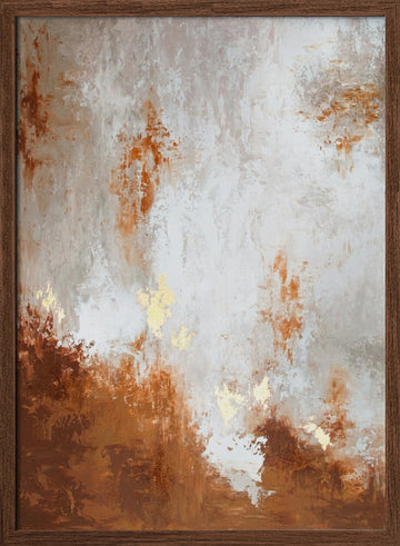 Golden Earth Abstract | Poster - Walnut Frame Interior