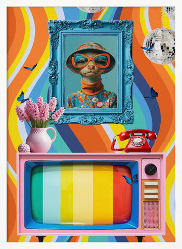 Stylish Retro Meerkat | Poster - White Frame Interior