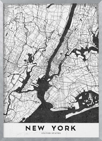 New York City Map | Poster - Silver Frame Interior