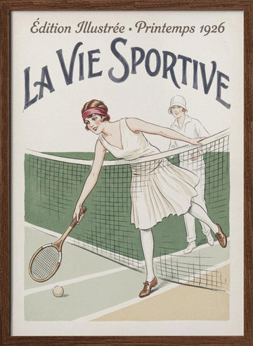 1920s Tennis Fashion | Poster - Walnut Frame Interior