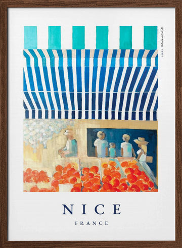 Nice Fruit Market | Poster - Walnut Frame Interior