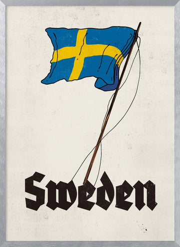 Vintage Sweden Flag | Poster - Silver Frame Interior