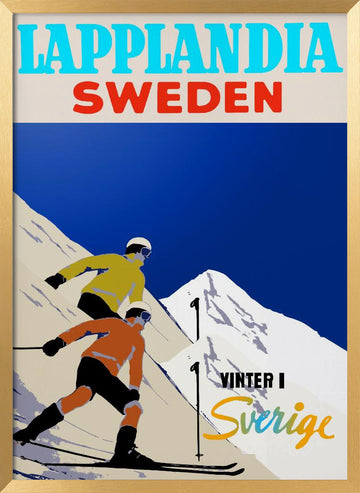 Retro Ski Adventure | Poster - Gold Frame Interior