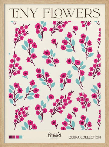Tiny Pink Blooms | Poster - Wood Frame Interior