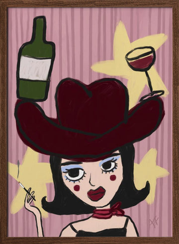 Sassy Cowgirl Pop Art | Poster - Walnut Frame Interior