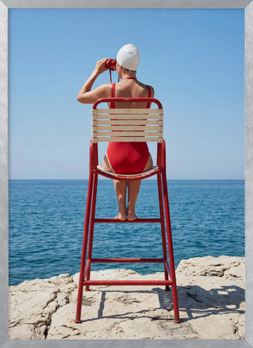 Summer Ocean Watch | Poster - Silver Frame Interior