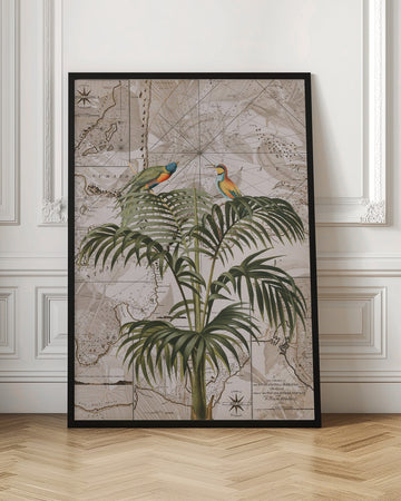 Tropical Birds Vintage Map | Poster - Room Interior 1