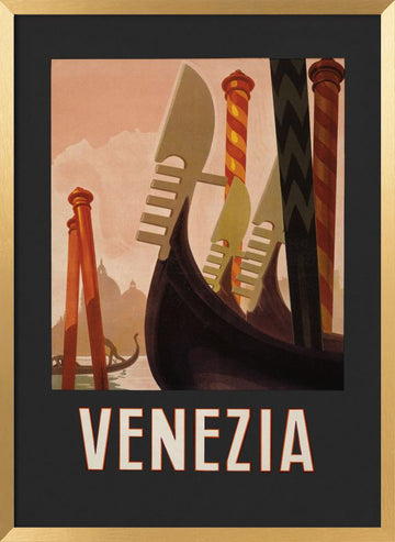 Venezia Poster Dark | Poster - Gold Frame Interior