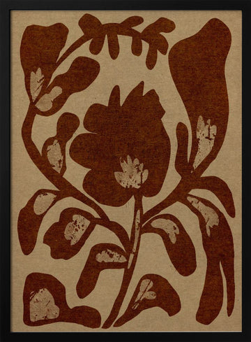 Earthy Floral Motif | Poster - Black Metal Frame Interior