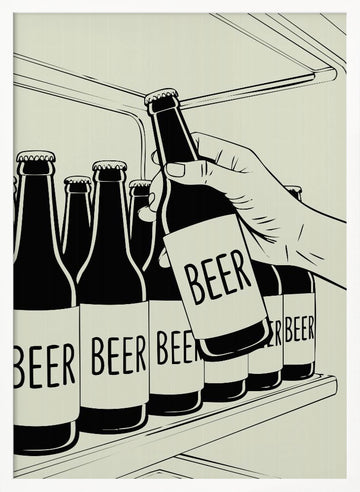Grabbing Cold Beer | Poster - White Frame Interior