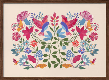 Bohemian Floral Birds | Poster - Walnut Frame Interior