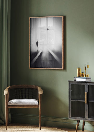 Solitary Man Flying Bird | Poster - Room Interior 2