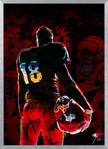 Gridiron Player 18 | Poster - Silver Frame Interior