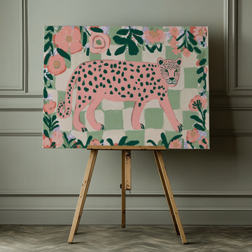 Pink Leopard Garden | Canvas - Room Interior 1